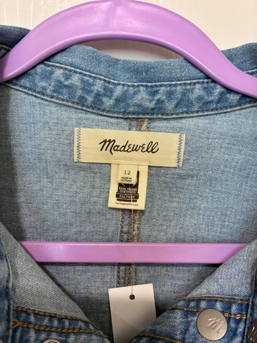 Madewell Denim Seamed Mini Shirtdress Palermo Wash Size 12 NWT - Picture 7 of 12
